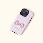 Coquette Personalizada Rosa Cintas Pajarita Patrón TPU Funda de teléfono para iPhone con nombre Regalo de cumpleaños para ella