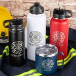 Personalized Stainless Steel  Engraved Firefighters Badge Coffee Mug Water Bottle with Name Birthday Gift for Firefighter