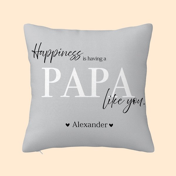 Gepersonaliseerde Happiness Is Having A DAD PAPA Like You Werpkussenhoes met 1-8 Kindernamen Vaderdag Verjaardagscadeau voor papa Opa