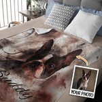 Personalisierte Aquarell Haustier Porträt Foto weiche Decke mit Namen Memorial Geburtstag Geschenk für Tierliebhaber Besitzer