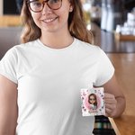 Personalised Pink Flower Butterfly 11oz 15oz White Ceramic Mug with Name Birthday Funny Gift for Woman