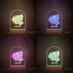 Plaque en Acrylique Personnalisée avec Nom Décoration Lumineuse LED à Motif Éléphanteau Fleur Cadeau Anniversaire pour Enfant