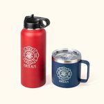 Personalized Stainless Steel  Engraved Firefighters Badge Coffee Mug Water Bottle with Name Birthday Gift for Firefighter