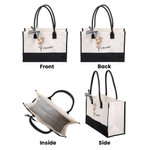 Personalised Watercolour Birth Flower Beach Canvas Tote Bag with Waterproof Liner Large Capacity Bridal Party Birthday Gift for Women