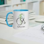 Personalizada Nacimiento Flor Estetoscopio 11oz Taza de café de cerámica con nombre Enfermera Graduación Cumpleaños para Enfermera Doctor Personal Méd