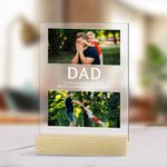 Personalised 2-9 Photos Collage LED Night Light with Wood Base and Text Home Decoration Father's Day Birthday Gift for Daddy Grandpa