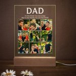 Personalised 2-9 Photos Collage LED Night Light with Wood Base and Text Home Decoration Father's Day Birthday Gift for Daddy Grandpa
