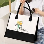 Personalized Birth Flower Stethoscope  Large Capacity Canvas Tote Bag with Name Nurse Birthday Gift for Nurse Doctor