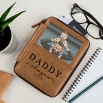 Personalized Daddy We Love You So Leather Travel Passport Wallet with Photo and Kids Names Father's Day Birthday Gift for Dad