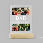 Personalised 2-9 Photos Collage LED Night Light with Wood Base and Text Home Decoration Father's Day Birthday Gift for Daddy Grandpa