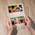 Personalised 2-9 Photos Collage LED Night Light with Wood Base and Text Home Decoration Father's Day Birthday Gift for Daddy Grandpa