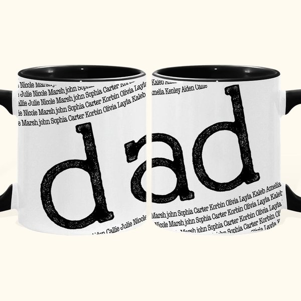 Taza de cerámica personalizada de 2 a 7 nombres repetidos 11oz Cumpleaños Día del Padre Regalo para el padre de familia