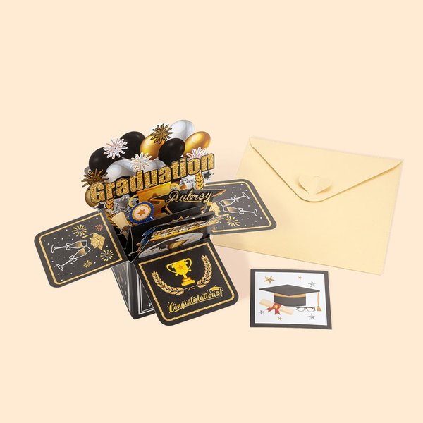 Personalized Handmade 3D Graduation Pop Up Box Card with Money Envelope and Greeting Card Graduation Congratulations Gift for Graduates