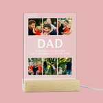 Personalised 2-9 Photos Collage LED Night Light with Wood Base and Text Home Decoration Father's Day Birthday Gift for Daddy Grandpa