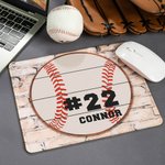 Tapis de Souris Antidérapant Personnalisé avec Numéro et Nom Motif de Baseball Football Basket-ball Cadeau pour Amateurs de Sport de Balle