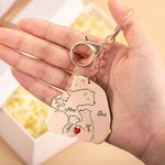 Spersonalizowany grawerowany brelok do torebki z imionami 1-7 niedźwiadków i imionami Love Heart Pamiątka rodzinna Prezent dla taty, mamy i dziadka