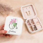 Gepersonaliseerde draagbare PU lederen sieraden doos met stethoscoop geboorte bloem naam praktiserende verpleegkundige waardering afstuderen geschenk 