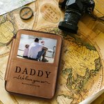 Personalized Daddy We Love You So Leather Travel Passport Wallet with Photo and Kids Names Father's Day Birthday Gift for Dad
