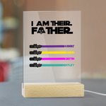 Gepersonaliseerd Ik Ben Hun Vader Opa LED Nachtlampje met 1-8 Lichtsabel Namen en Houten Voet Vaderdag Cadeau voor Papa Opa