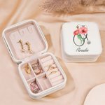 Gepersonaliseerde draagbare PU lederen sieraden doos met stethoscoop geboorte bloem naam praktiserende verpleegkundige waardering afstuderen geschenk 