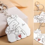 Spersonalizowany grawerowany brelok do torebki z imionami 1-7 niedźwiadków i imionami Love Heart Pamiątka rodzinna Prezent dla taty, mamy i dziadka