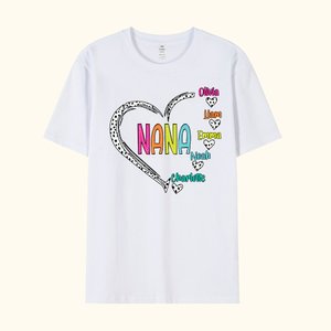 Personalised Cute Dalmatian Dots Heart T-shirt Sweatshirt with Names Birthday Gift for Grandma Mom
