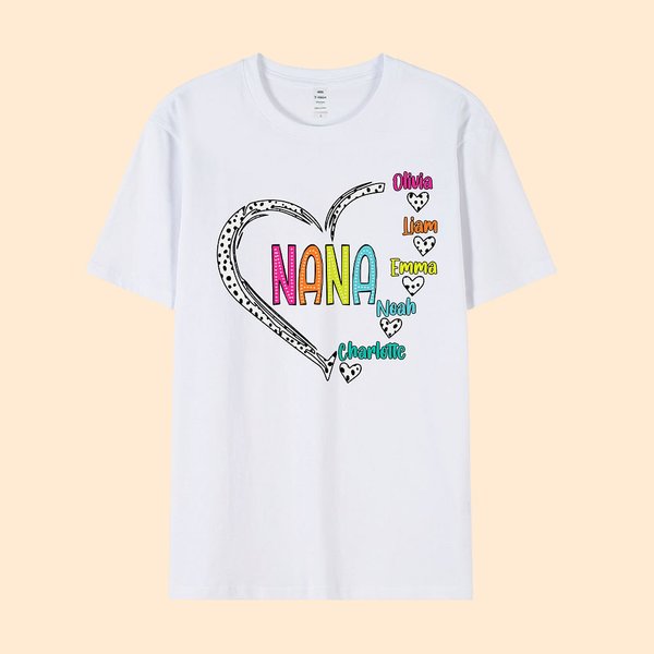 Personalizado lindo dálmata puntos corazón camiseta sudadera con nombres regalo de cumpleaños para la abuela mamá