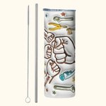 Personalised Cool Dad Fist Bump 3D Effect 20oz Skinny Tumbler with 1-6 Kid Names Happy Father's Day Gift for Father Grandpa