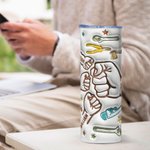 Personalised Cool Dad Fist Bump 3D Effect 20oz Skinny Tumbler with 1-6 Kid Names Happy Father's Day Gift for Father Grandpa