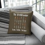 Personalised Multicolour Funny Grill Throw Pillow Cover with Names Father's Day Birthday Gift for Father Cooking Lover