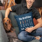 Personalised Multicolour Funny Grill Throw Pillow Cover with Names Father's Day Birthday Gift for Father Cooking Lover