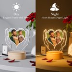 Gepersonaliseerd Handen Houden Hart Foto LED Nachtlampje met Houten Voet Home Decor Verjaardag Vaderdag Cadeau voor Familie