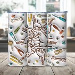 Personalised Cool Dad Fist Bump 3D Effect 20oz Skinny Tumbler with 1-6 Kid Names Happy Father's Day Gift for Father Grandpa