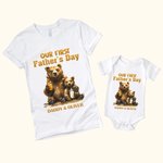 T-shirt et Onesies Bébé 100% Coton Personnalisés avec Nom Oursons Père et Bébé Cadeau d'Anniversaire Fête des Pères pour Papa Enfant