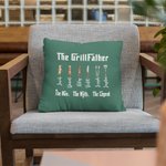 Personalised Multicolour Funny Grill Throw Pillow Cover with Names Father's Day Birthday Gift for Father Cooking Lover