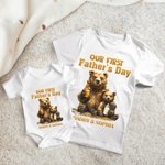 T-shirt et Onesies Bébé 100% Coton Personnalisés avec Nom Oursons Père et Bébé Cadeau d'Anniversaire Fête des Pères pour Papa Enfant