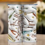 Personalised Cool Dad Fist Bump 3D Effect 20oz Skinny Tumbler with 1-6 Kid Names Happy Father's Day Gift for Father Grandpa