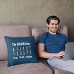 Personalised Multicolour Funny Grill Throw Pillow Cover with Names Father's Day Birthday Gift for Father Cooking Lover