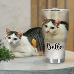 Gobelet Personnalisé avec Photo Animal Aquarelle et Prénom Gobelet avec Couvercle Étanche Paille Cadeau Anniversaire pour Amoureux Animal de Compagnie