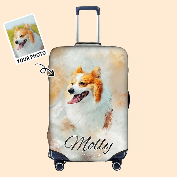 Personalizzato acquerello foto ritratto animale domestico copertura del bagaglio si adatta 18-32 pollici valigia regalo di compleanno di viaggio per l'amante degli animali domestici