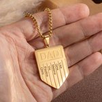 Collar personalizado en forma de escudo con los nombres de los niños grabados 1-7 Cumpleaños Día del Padre Regalo para hombres