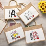 Personalised Cute Graffiti Stationery Jute Tote Bag with Name Initial Teacher’s Day School Season Gift for Teacher