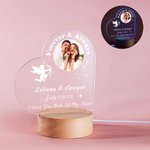 Plaque Acrylique Personnalisée avec Noms du Couple Motif Cupidon Coeur Décoration de Bureau Cadeau Anniversaire St Valentin pour Couple