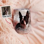 Personalized Watercolour Pet Portrait Painting 12oz Wine Tumbler with Name Lid and Straw Birthday Pet Loss Memorial Gift for Cat Dog Pet Lover