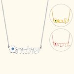 Collana personalizzata con nome ebraico floreale e pietra di compleanno Regalo di compleanno ebraico Bat Mitzvah per le donne