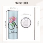Estetoscopio Personalizado Flor de Nacimiento 20oz Vaso Delgado con Pajita y Cepillo Limpiador Regalo de Cumpleaños de Graduación para Enfermera Estud