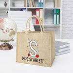 Personalisierte Graffiti Bleistift Apfel große Kapazität Jute Tragetasche mit Namen anfängliche Lehrer Tag Anerkennung Geschenk für Lehrer