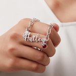 Personalizada occidental sombrero de vaquero Corazón Nombre pulsera con piedra de cumpleaños Aniversario Regalo para vaquera