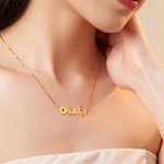 Collana personalizzata con nome ebraico floreale e pietra di compleanno Regalo di compleanno ebraico Bat Mitzvah per le donne