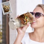 Personlig akvarell djurporträttmålning 30oz böjd tumbler med namnlock och sugrör Födelsedag minnesgåva för husdjursälskare